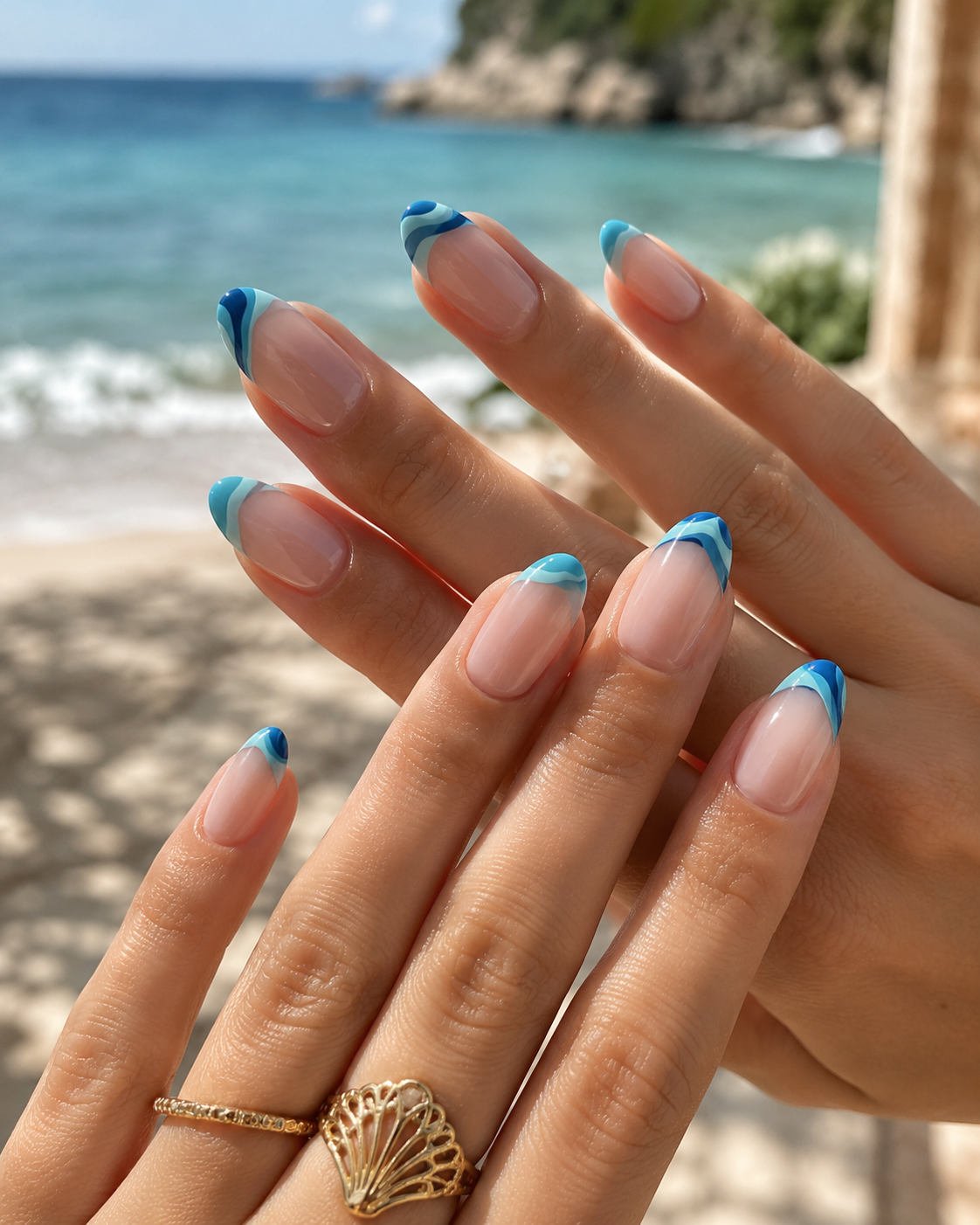 Ocean Wave French Tips